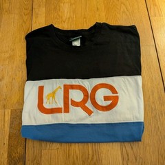 LRG Men’s 3XL Black White Blue Colorblock Logo Crew Neck Short Sleeve Tee