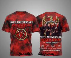 Slayer Reign In Blood 40th Anniversary 1986-2026 3D T Shirt All Size BB943