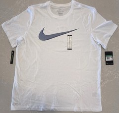 Nike Mens Dri-Fit Training T-Shirt ~ White w Blue Logo ~ Choose Size XL