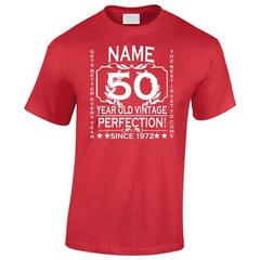 Men’s 50th Birthday T-Shirt Gift Add Name Age and Year Of Birth Customise