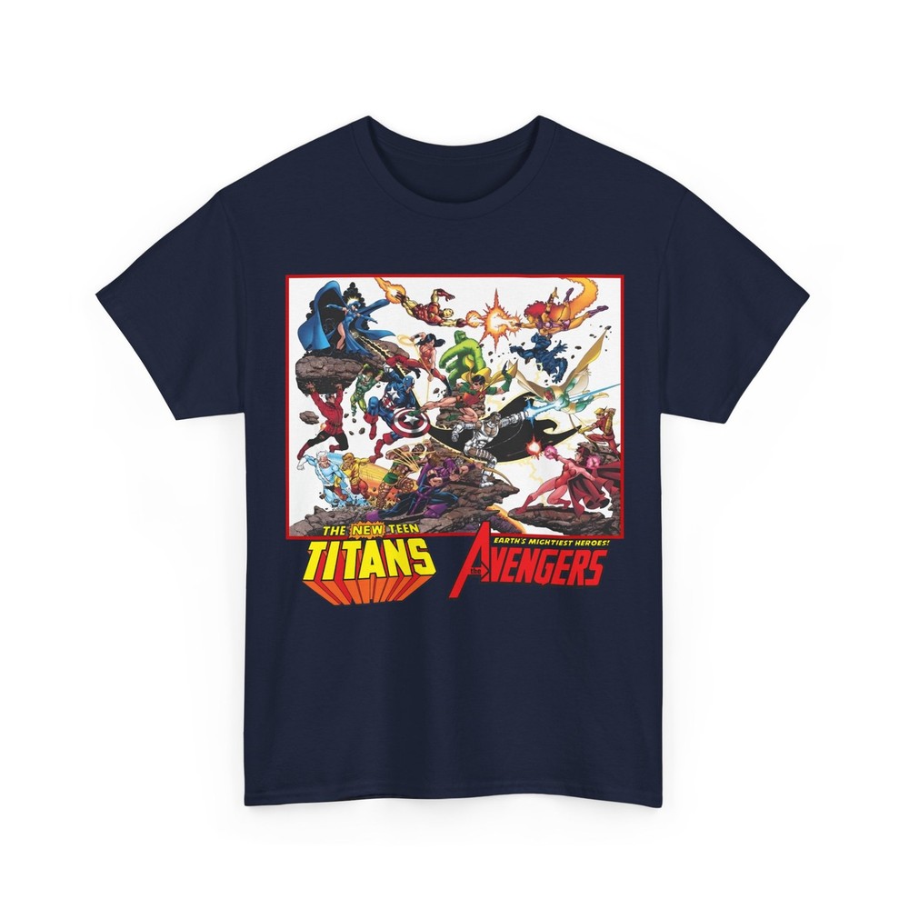 New Teen Titans Vs Avengers T-Shirt DC Marvel George Perez Art Vintage-Style Tee