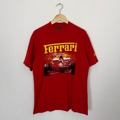 Vintage 90s Ferrari Formula 1 F1 Racing Tee Shirt Car Automotive Nascar Red