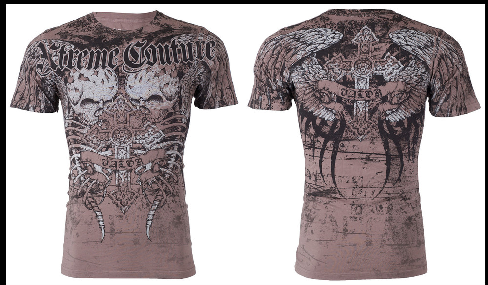 XTREME COUTURE by AFFLICTION Charcoal ROT Short Sleeve Slim Fit T-shirt NWT