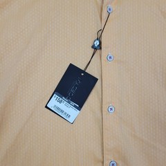 Maceoo Mens 4XL Orange Geometric Short Sleeve Shirt Casual Italian Cottton
