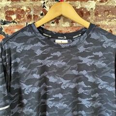 Carhartt LWD BLK Camo Short Sleeve T-Shirt Black Mens Large Logo Relaxed