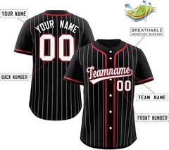 Custom Baseball Jersey Personalized Team Name Number Black Red White Pinstripe