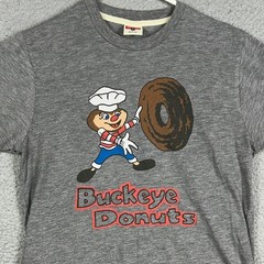 Homage T-Shirt Mens Small Grey Buckeye Donuts Graphic Tee Crewneck Short Sleeve