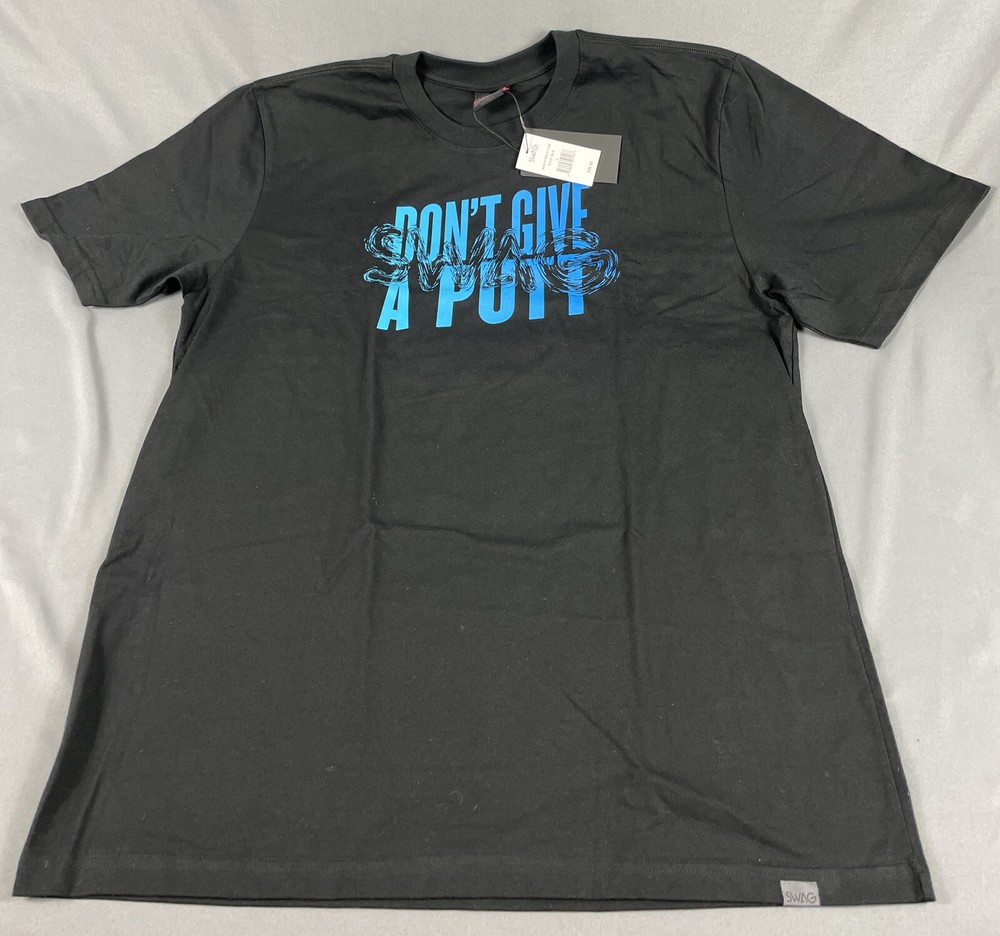 Swag Golf Tee T-Shirt Swirled Swag DGAP Graphic Print Large Black 100% Cotton