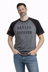 Harley-Davidson Men’s Iron Bond Raglan Tee, Gray – 99001-23VM