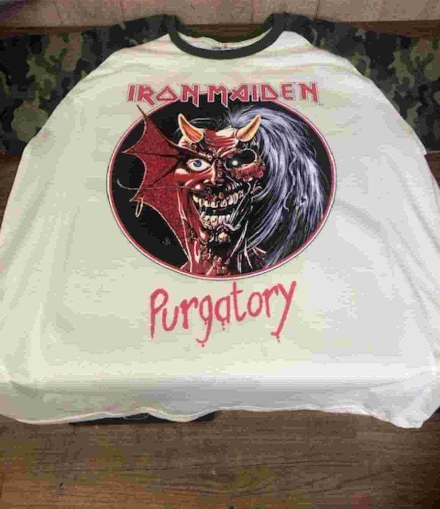 Iron Maiden Purgatory 1982-83US Concert Raglan CREAM/CAMOUFLAGE S to 3XL