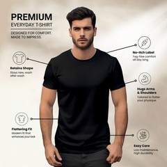Men’s Heavy Cotton T-Shirt Short Sleeves Crew Neck Plain Blank Tee Pack of 5