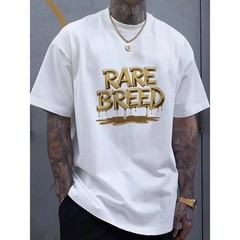 Men’s Oversized Black T-Shirt with Golden Rare Breed Drip Print – Streetwear Sum