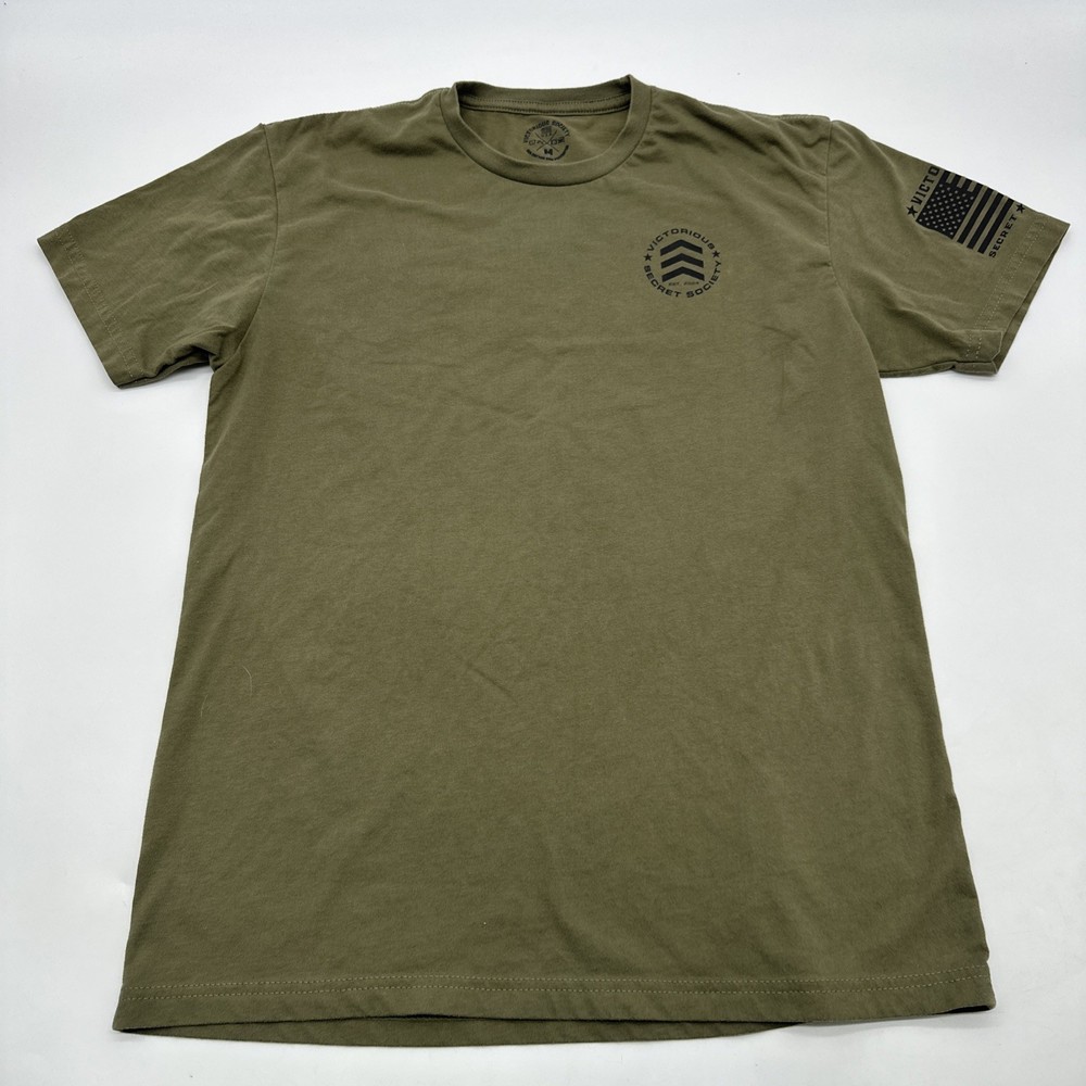 Victorious Society T-shirt Men M Green Graphic Print Logo In USA.#37294