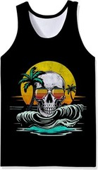 Mens Cotton Tank Tops Funny Graphic Beach Summer Sleeveless Muscle Tank Top
