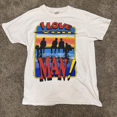 VTG 80s Bud Light I Love You Man T-Shirt Men L Single Stitch White Fishing Lake