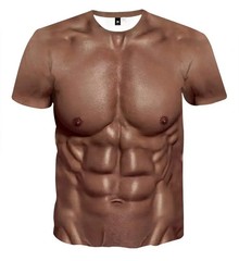 Men’s 3D Muscle Tattoo Print Short Sleeve T-Shirt
