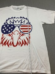 Port & Company Patriotic Eagle T-Shirt Mens L White Red Blue Sunglasses Cool