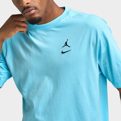 NWT Mens Jordan Brooklyn Swoosh Logo T-Shirt Blue Chill Black II2337-497 Large L