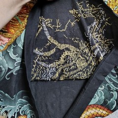 TARMAFIA Year of the Dragon Handmade Sequin & Beaded Mens L Shirt Power Fortune
