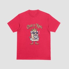CASH IS KING Funny Cash Lover Tshirt Small Business Joke Cashless System Top