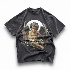 Vintage Praying Baby Angel Shirt Catholic Christian Cherub Graphic Tee