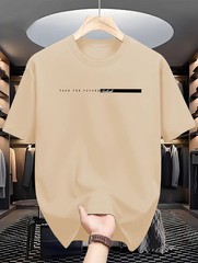 Men’s Summer Cotton Loose Fit Letter Print T Shirt Casual Tee Tshirt Casual Gift