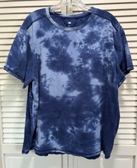 Tie Dye Crew Neck Blue Short Sleeve T-Shirt Size XL Soft Stretch Boho Hippy