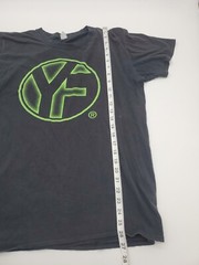 YF Gildan T-shirt Mens large Black Yellow Logo#2385