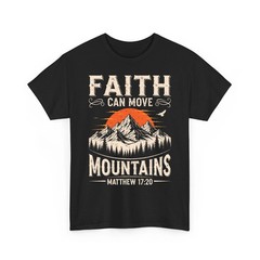 Faith Can Move Mountains Retro Sunset Bible Verse Christian T-Shirt