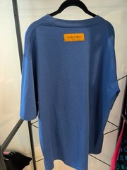 Louis Vuitton Embossed LV Monogram Raised Logo Blue T-Shirt Size 4L
