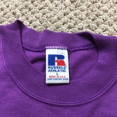Vintage Russell Athletic Shirt Mens Large Purple Pocket High Cotton Tee USA NOS