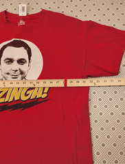 Bazinga The Big Bang Theory Mens LARGE T-Shirt Sheldon Cooper Red Graphic Tee
