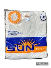Sun Tees 100% Cotton Short Sleeve T Shirt Crew & V Neck (Black & White) S To 6XL