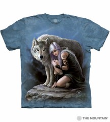 The Mountain Wolven Protector Unisex Adult Teen Graphic T-Shirt, Blue, Small