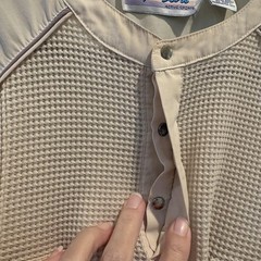 Vintage Wayne Scott Henley Shirt Mens Large Cream Dual Zip Pockets Waffle Knit