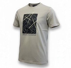 Armani Exchange Metellic Box Logo Regular Fit T Shirt Silver LIning Designer