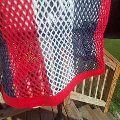 Vintage Trends String Vest Mesh Fishnet Tank Top Dress Large Patriotic USA Flag