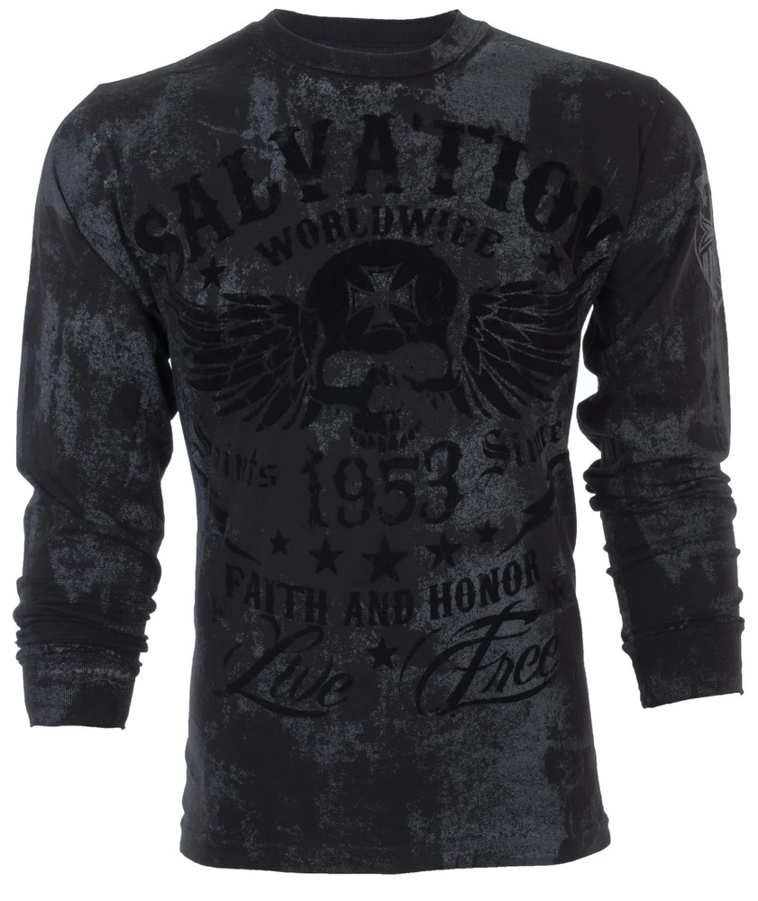 Archaic Affliction Men’s Men’s Thermal shirt BLACK TIDE Black Biker S-3XL