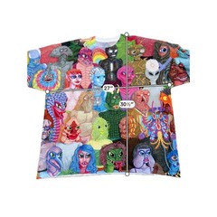 Mens Artistic All Over Print Alien Monster Graphic Tee Multicolor Threadless 2XL