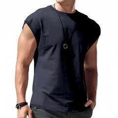 Men’s Loose Short Sleeve T-Shirt round Neck Sleeveless Casual Breathable Summer