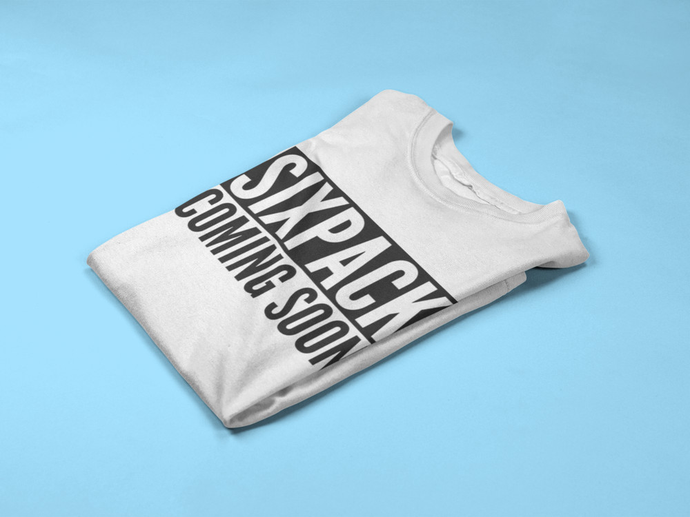 Sixpack Coming Soon Mens/Adults Tshirt – Novelty/Funny/Gift/Present/Gym/Fitness