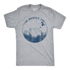 Mens On Mountain Time T shirt Cute Hiking Camping Gift Happy Camper Tee for Guys