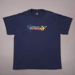 Vintage Y2K Mobile Suit Gundam Wing T Shirt Mens Large Navy Blue Wing Zero SOTSU