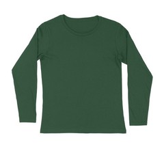 Round Neck Olive Green Color Mix Size Full Sleeve Casual Wear T shirt For Men