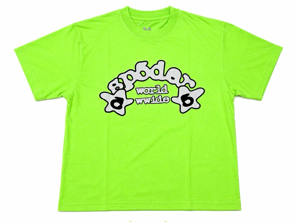 Sp5der Men’s S Green Graphic Logo Crew Neck Short Sleeve T-Shirt