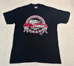 Vintage 1990s 1999 Sturgis Motorcycle Rally Black Hills Graphic T-Shirt, L NEW
