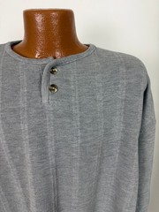 Vintage 90s Ribbed Henley Men XL Oversized Drop Shoulder Minimalist Grunge Heavy