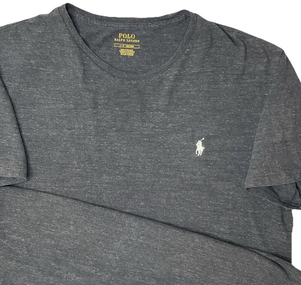 Polo Ralph Lauren Shirt Men Sz L Crewneck Short Sleeve Tee Charcoal Gray Pony