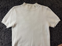 Tailored Mock Neck Knitted Shirt Cream – Size L/XL Asian (S/M American)