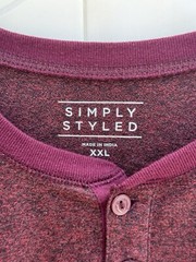 Simply Styled Men’s Long Sleeve Cranberry Henley Shirt XXL